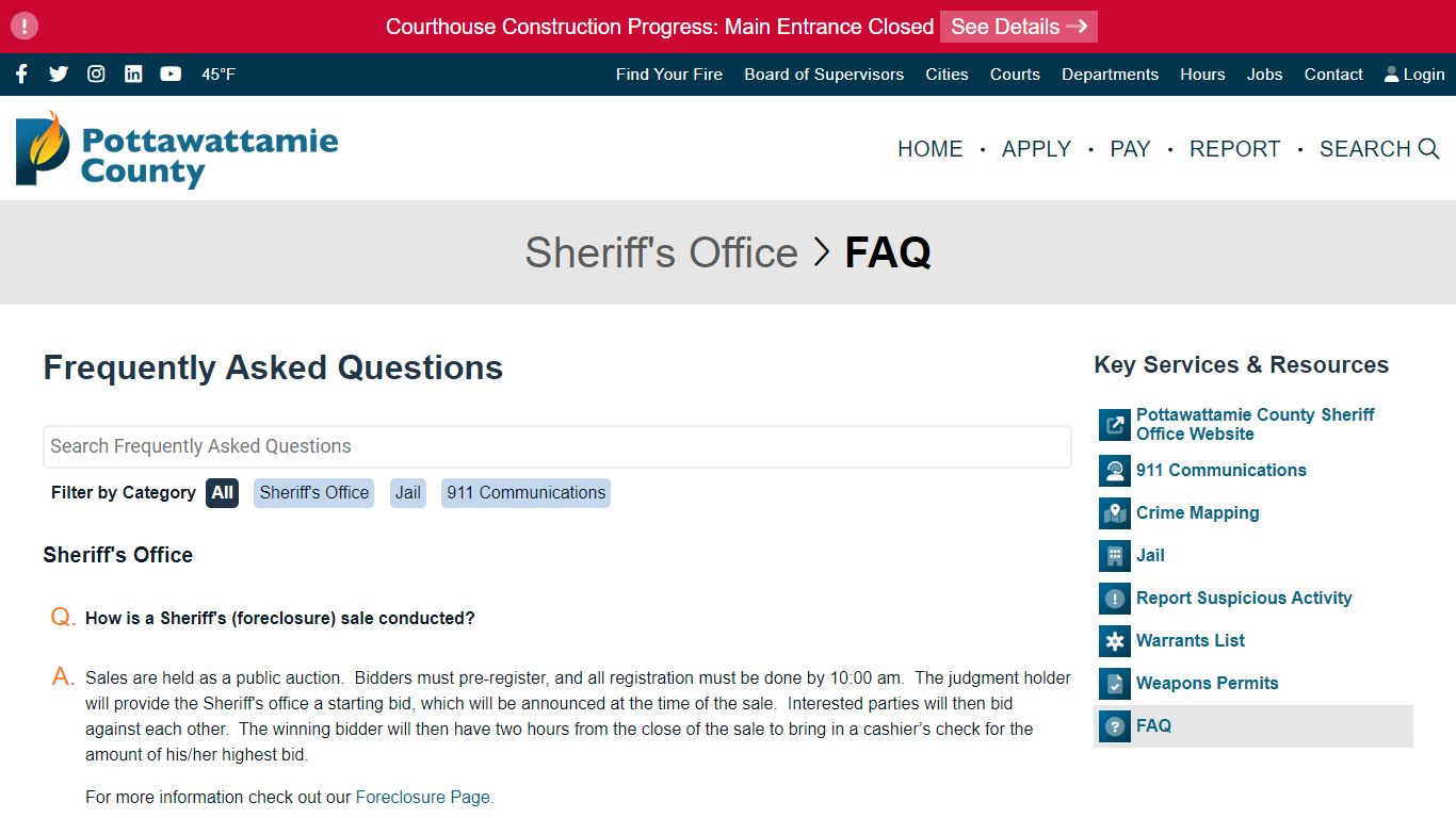 Frequently Asked Questions - Sheriff's Office - Pottawattamie County, Iowa